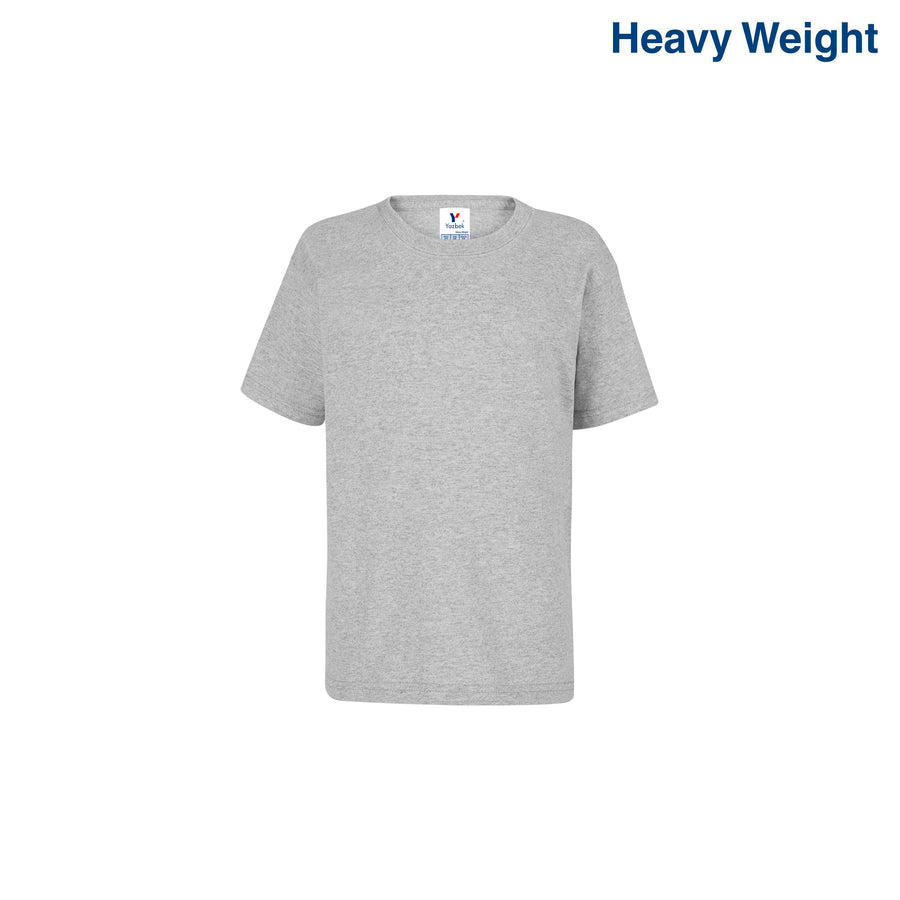 Kid’s Unisex Heavy Weight Crew Neck Short Sleeve T-Shirt (Heather Grey)