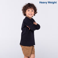 Kid’s Heavy Weight Crew Neck Long Sleeve T Shirt (Black)
