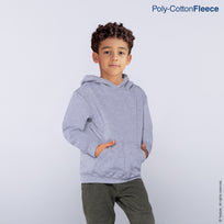 Kid's Unisex Hooded Sweatshirt With Kangaroo Pocket (Heather Grey)