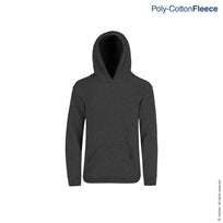 Kid's Unisex Hooded Sweatshirt With Kangaroo Pocket (Heather Black)