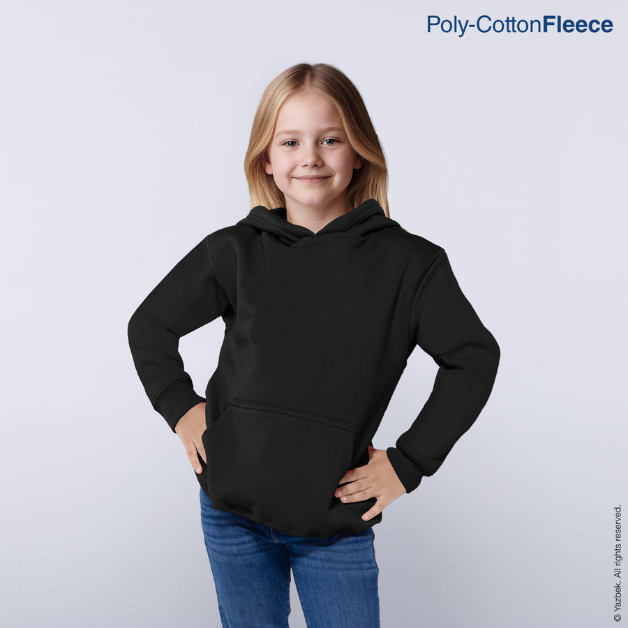 Kid's Unisex Hooded Sweatshirt With Kangaroo Pocket (Black)