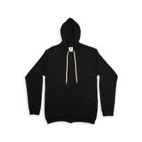 Adult’s Unisex Full Zip Hooded Long Sleeve T-Shirt With Kangaroo Pocket (Black)