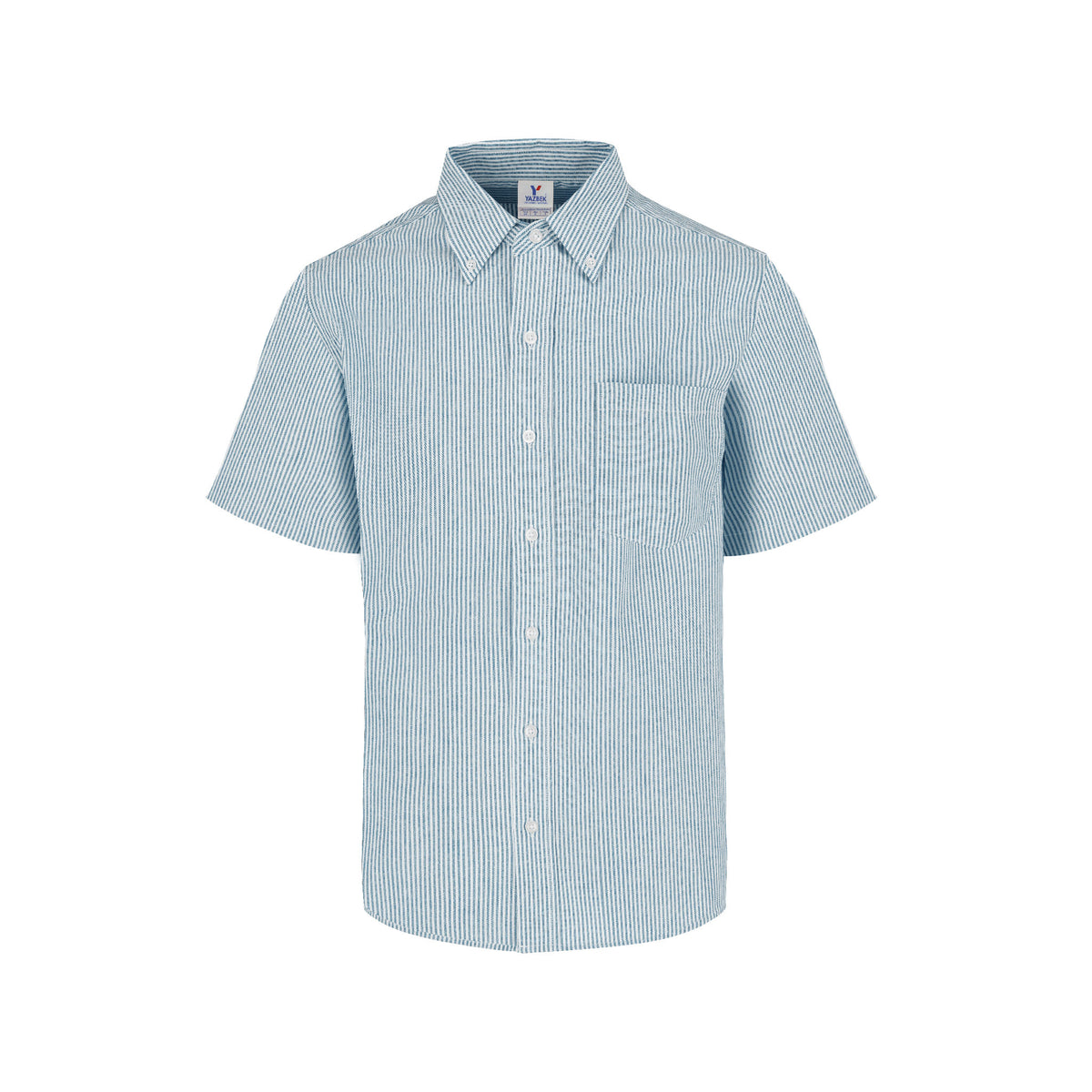 Men’s Short Sleeve Oxford Stripes Shirt (Light Blue & White Stripes ...