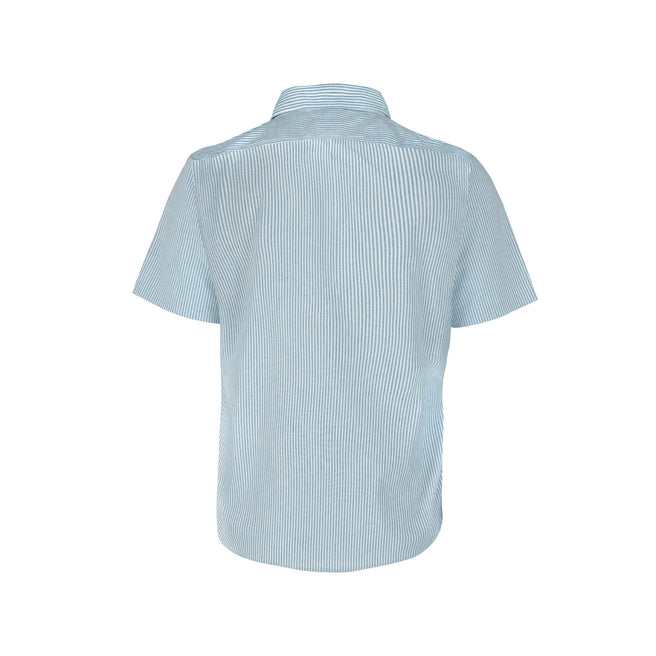 Adult Unisex Short Sleeve Oxford Stripes Shirt (Light Blue & White Stripes)