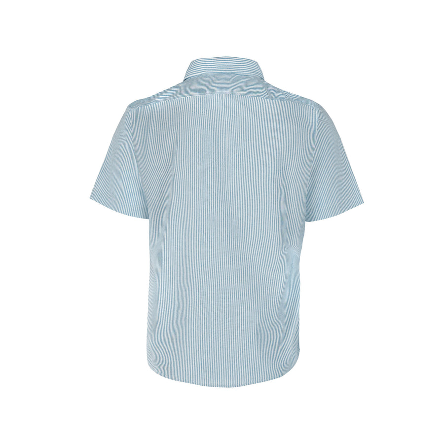 Adult Unisex Short Sleeve Oxford Stripes Shirt (Light Blue & White Stripes)