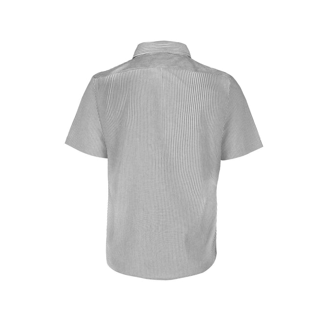 Adult Unisex Short Sleeve Oxford Stripes Shirt (Grey & White Stripes)