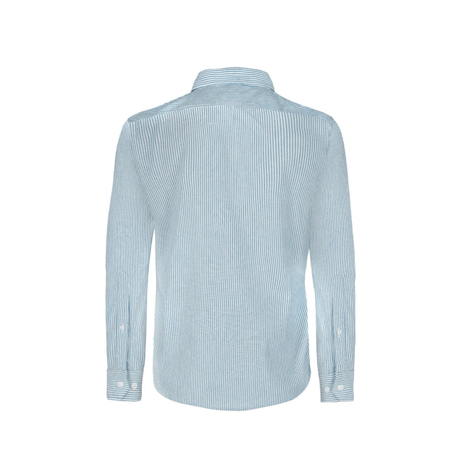 Adult Unisex Long Sleeve Oxford Stripes Shirt (Light Blue & White Stripes)