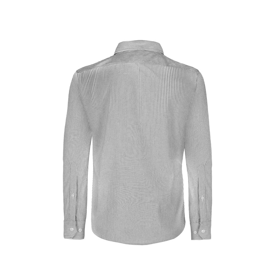 Adult Unisex Long Sleeve Oxford Stripes Shirt (Grey & White Stripes)