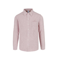 Adult Unisex Long Sleeve Oxford Stripes Shirt (Red & White Stripes)
