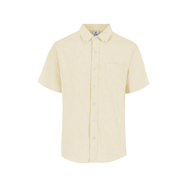 Adult Unisex Short Sleeve Oxford Shirt (Light Yellow)