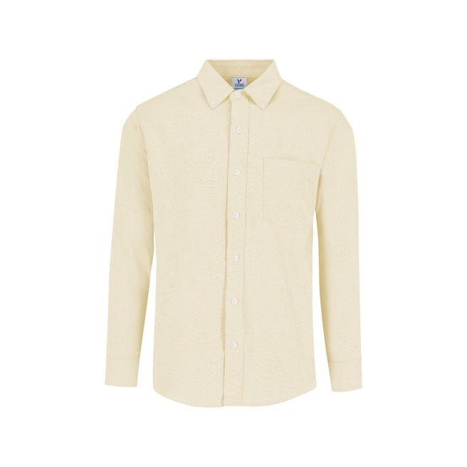 Adult Unisex Long Sleeve Oxford Shirt (Light Yellow)