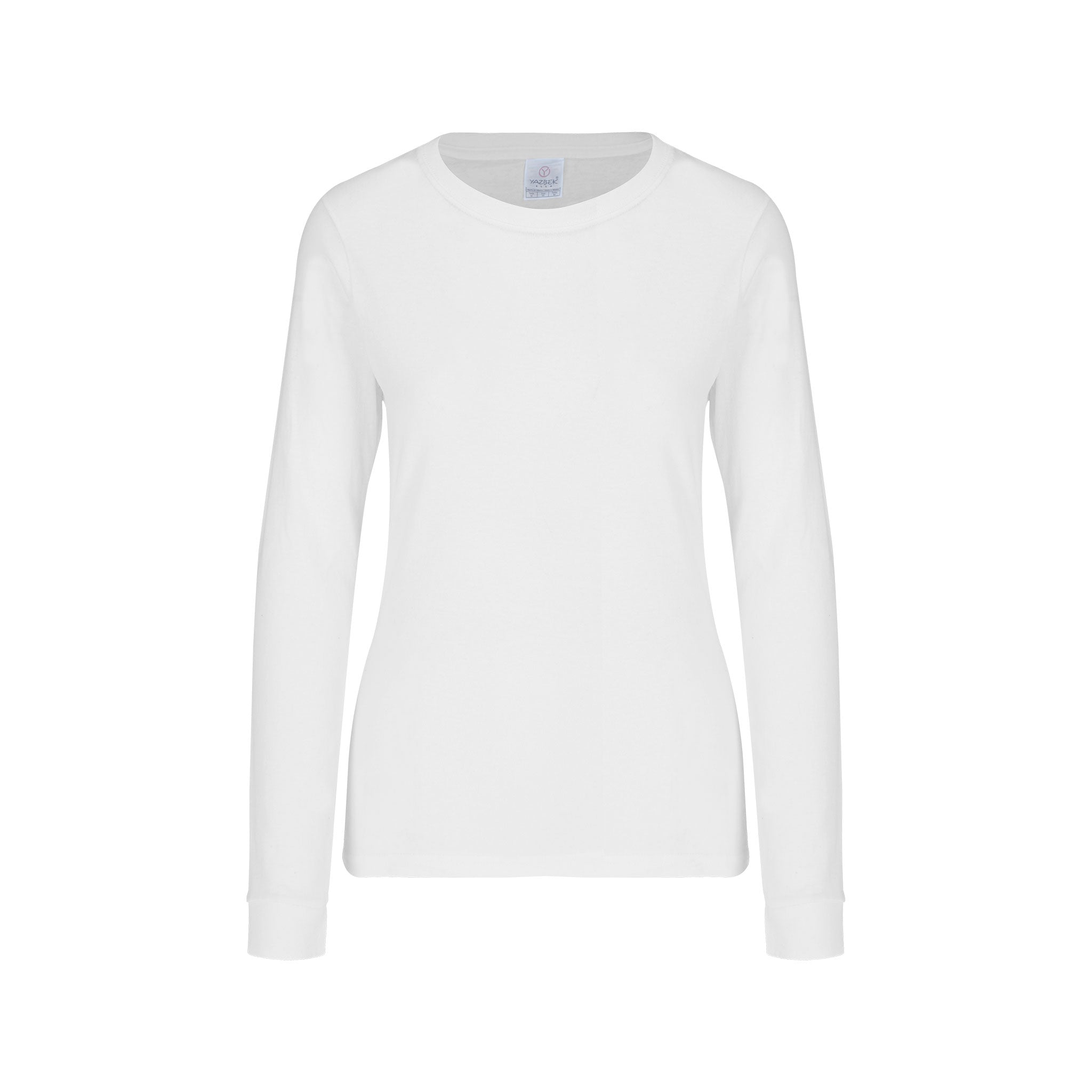 Women’s Crew Neck Long Sleeve Silhouette T-Shirt (White) – Yazbek