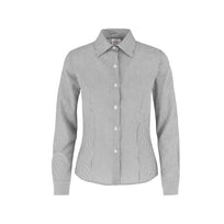 Women’s Long Sleeve Silhouette Oxford Stripes Shirt (Grey & White Stripes)