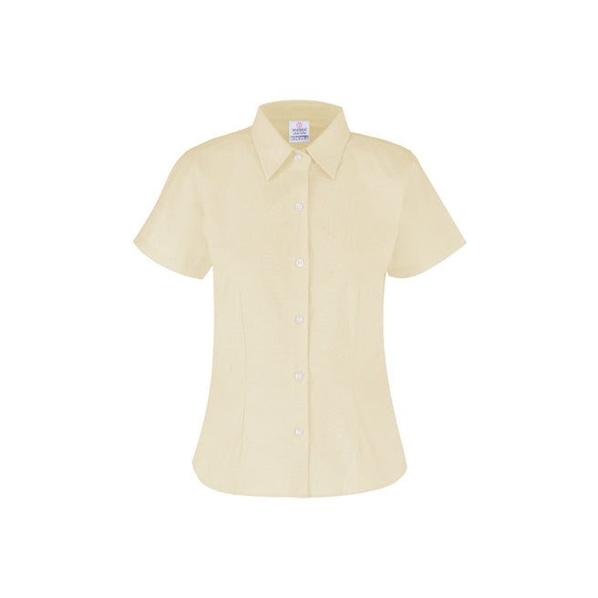 Women’s Short Sleeve Silhouette Oxford Shirt (Light Yellow)