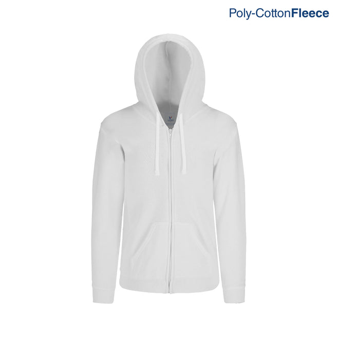 Youth’s Unisex Full Zip Hooded Sweatshirt With Kangaroo Pocket (White)