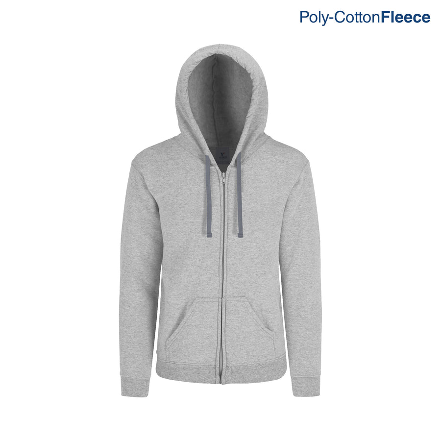 Youth’s Unisex Full Zip Hooded Sweatshirt With Kangaroo Pocket (Heather Grey)
