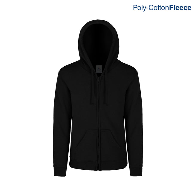 Youth’s Unisex Full Zip Hooded Sweatshirt With Kangaroo Pocket (Black)