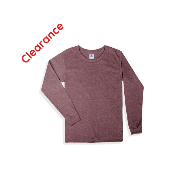 Adult UnisexCrew Neck Long Sleeve T-Shirt (Heather maroon)