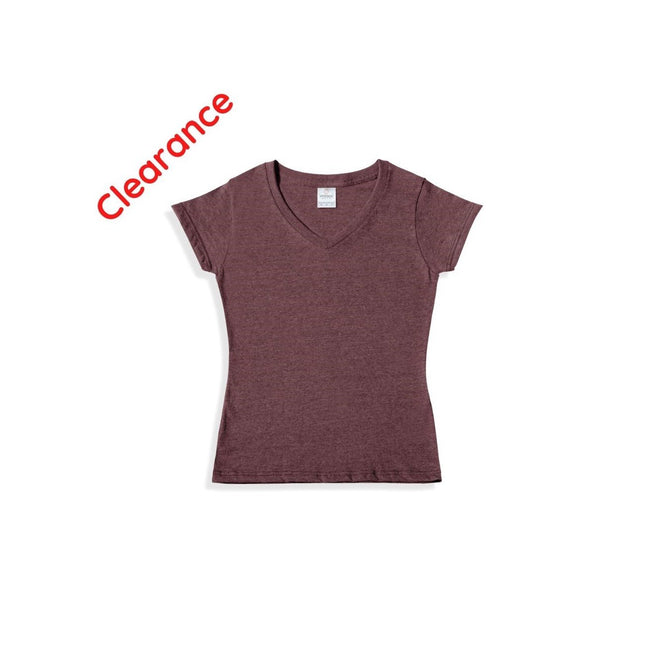 Women’s V-Neck Short Sleeve Silhouette T-Shirt (Heather Maroon)