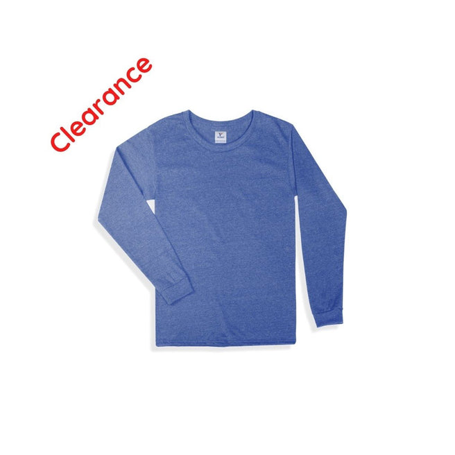 Adult Unisex Crew Neck Long Sleeve T-Shirt (Heather royal)