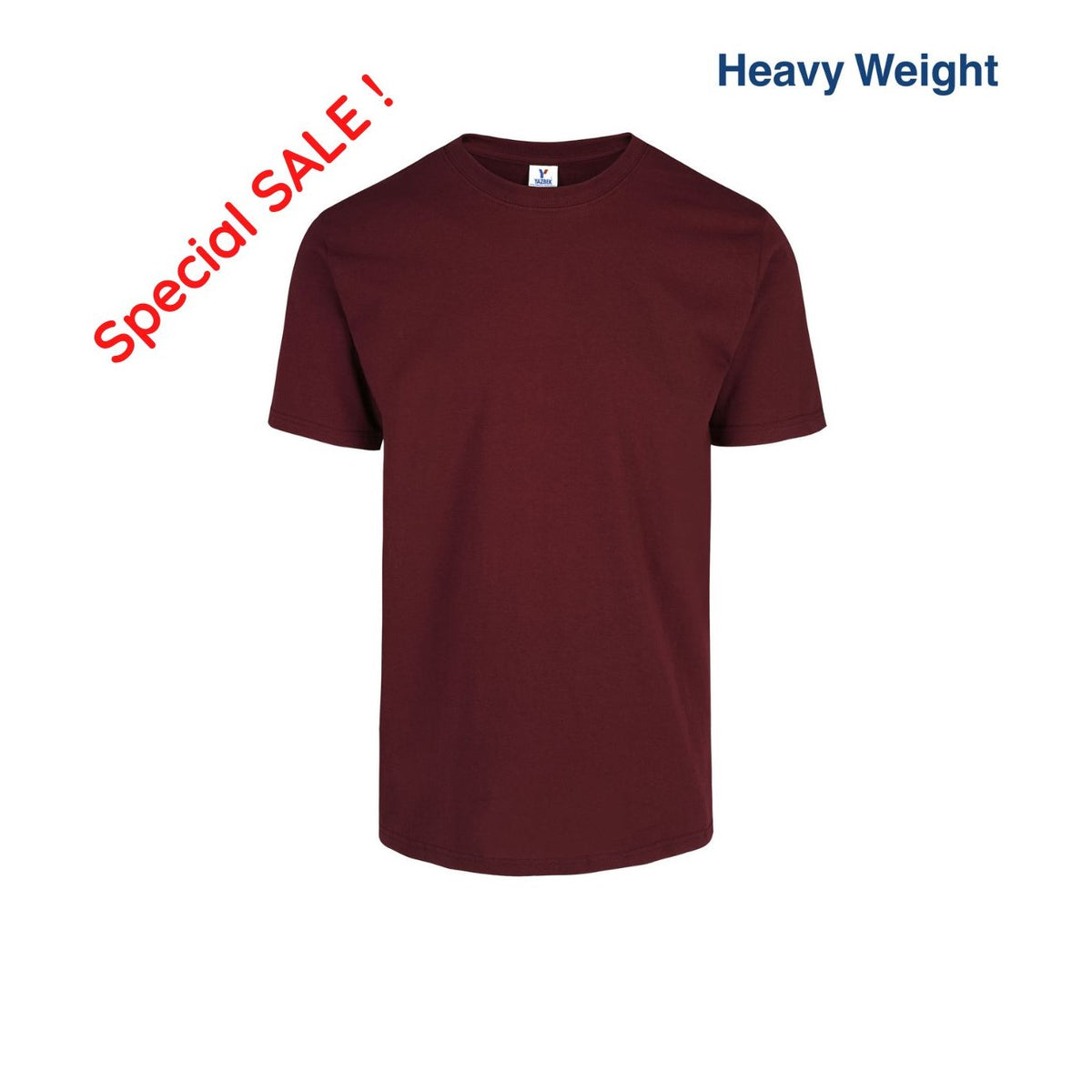 Adult Unisex Heavy Weight Crew Neck Short Sleeve T Shirt (Maroon ...